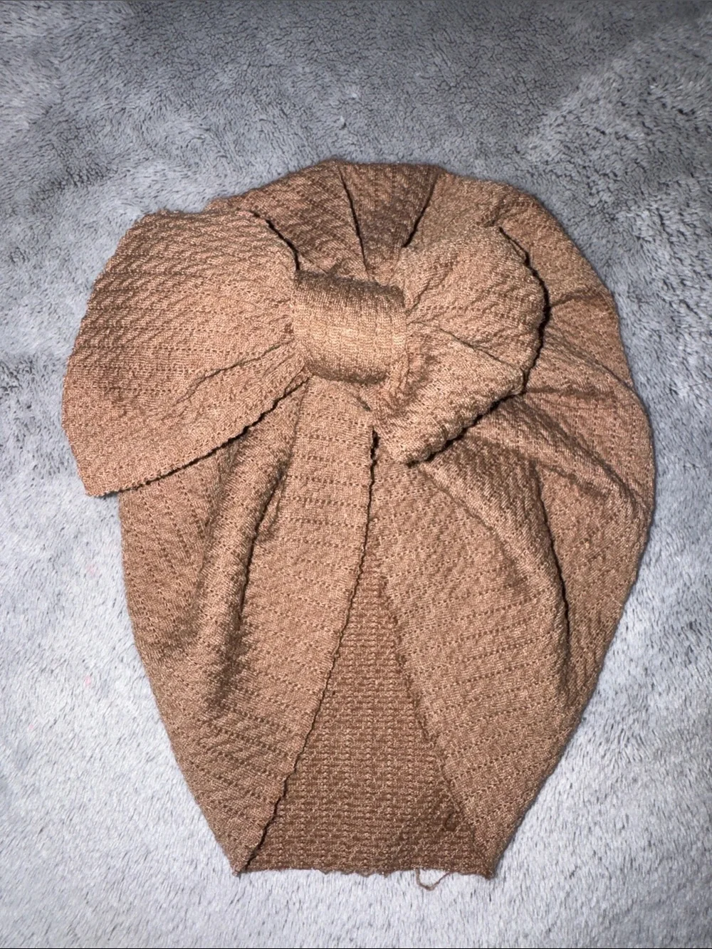Textured Knot Turban Headwrap in Camel Brown
